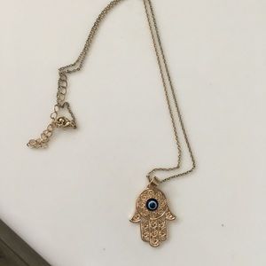Hamsa Necklace with blue evil eye